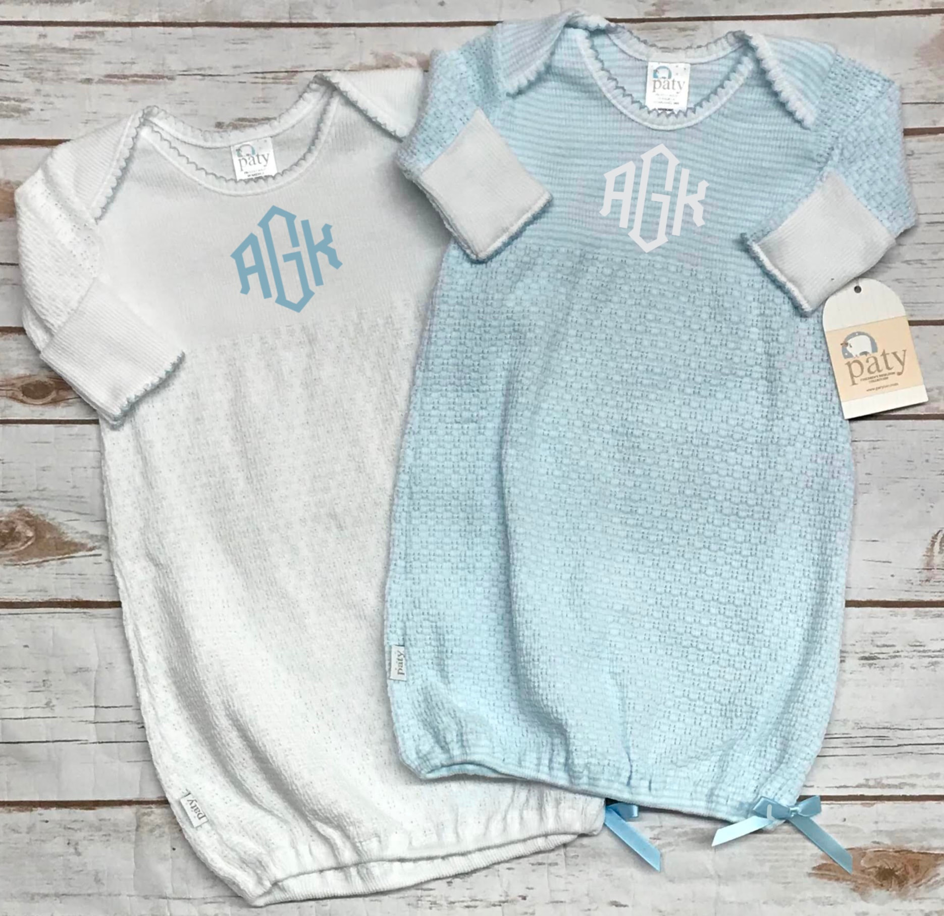 monogrammed infant gown